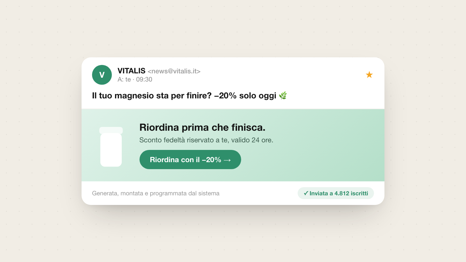 Email generata e inviata dal sistema