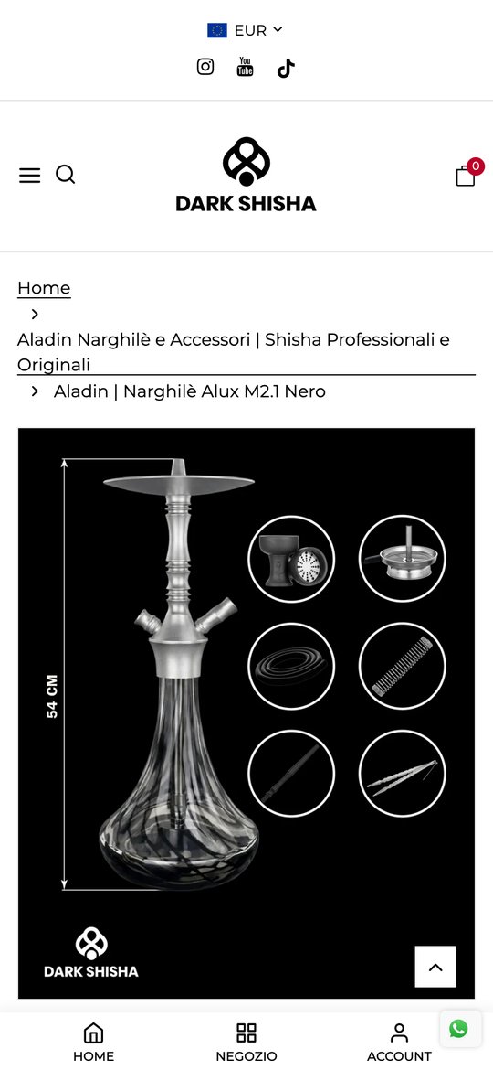 Pagina prodotto di Dark Shisha, prima